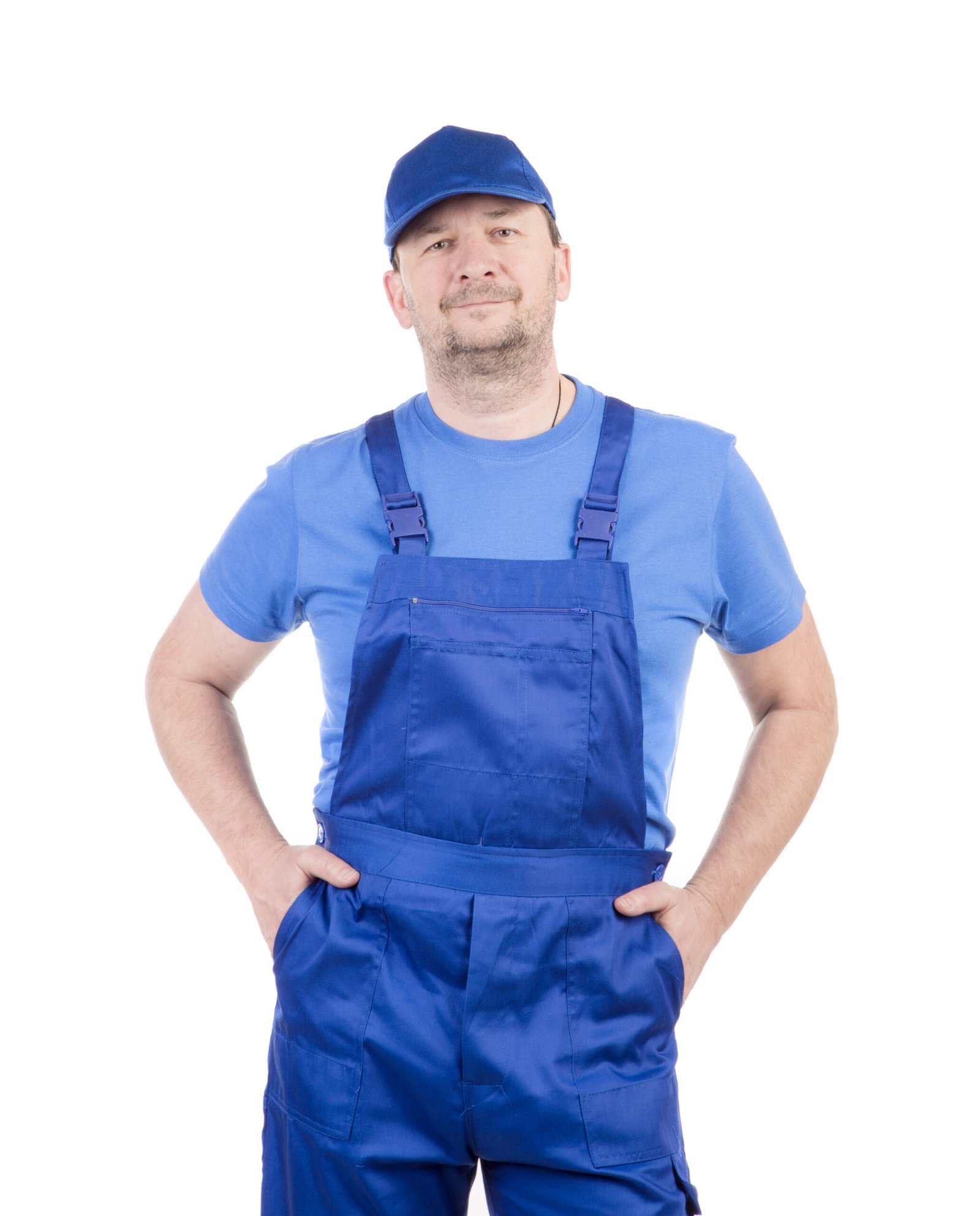 Man in blue overalls. pluming guy